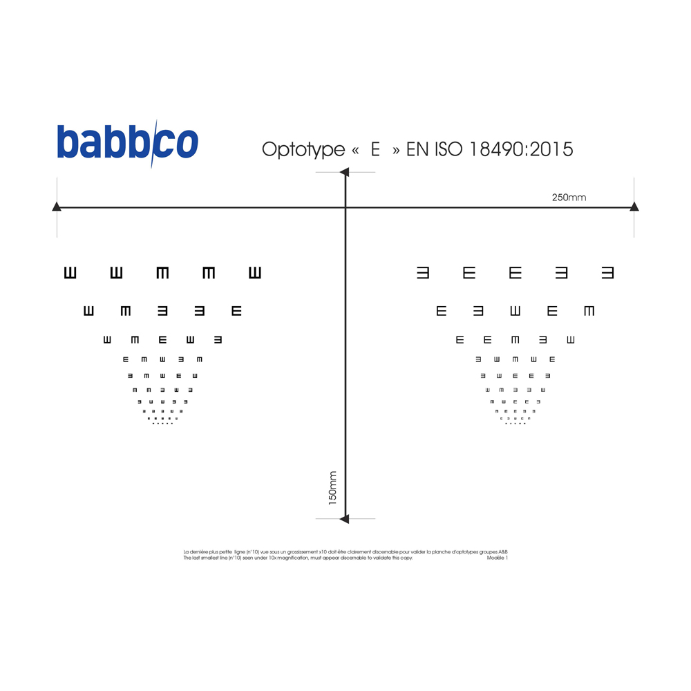 HIGH DEFINITION CHART E OPTOTYPE - B&W ISO18490 M1