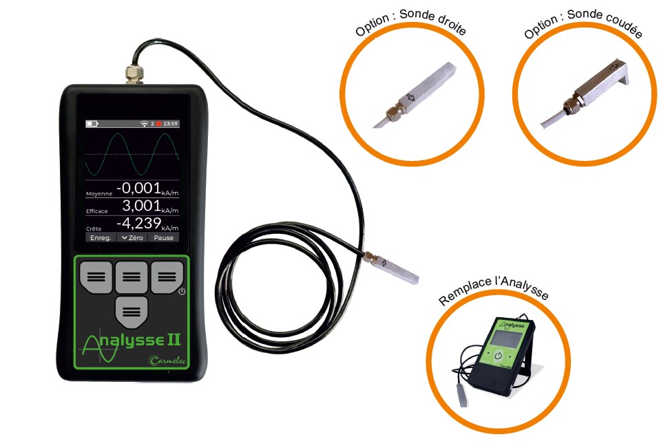 ANALYSSE II MAGNETIC FIELD METER WITH BENT PROBE